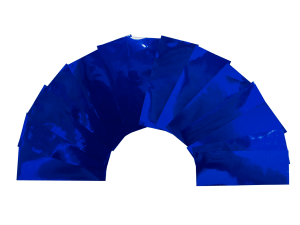 Confeti metalizado rectangular azul. Certificación CE e ignífugo.