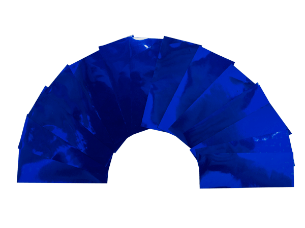 Confeti metalizado rectangular azul. Certificación CE e ignífugo.