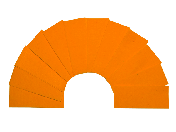 Confeti papel rectangular ignífugo naranja. Hecho de papel seda con certificación CE.