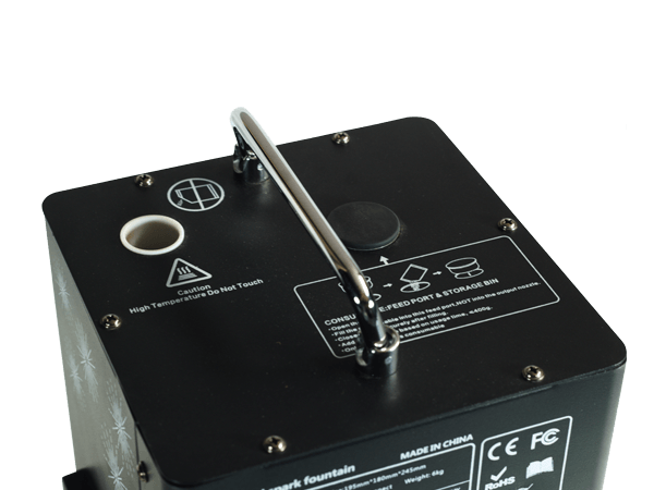 máquina-sparkular-superior Máquina de fuego frío Sparkular para eventos y fiestas con chispas de seguridad para interiores.